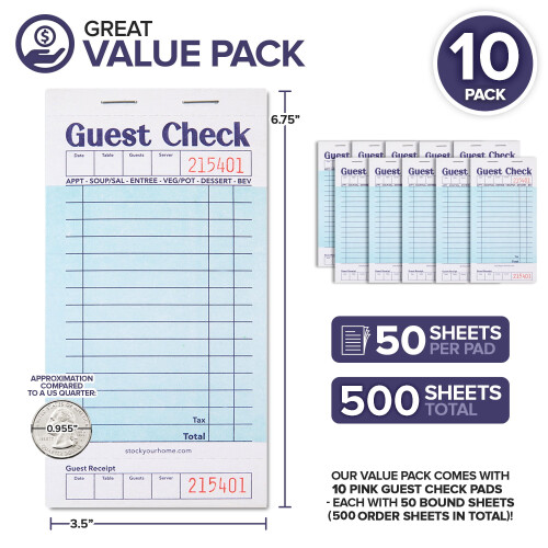 Carnets de notes pour invités avec reçus, bleus 1