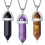 Amethyst and Black Obsidian Hexagonal Pendant Necklace 8