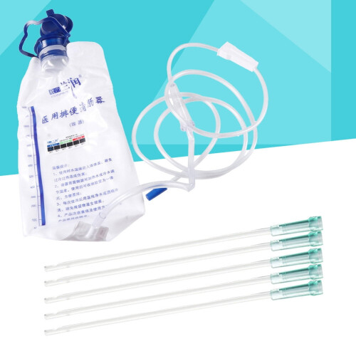 Enema Bag Reusable 1200ml with Flow Control Hose and 10 2