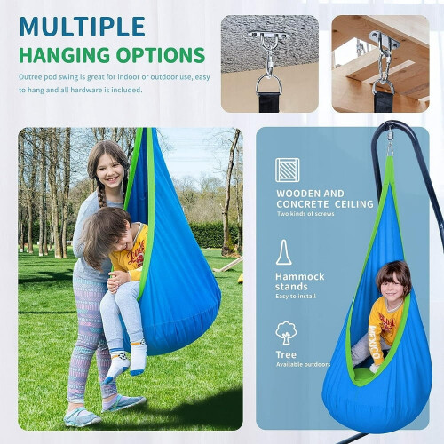 Kids Hammock Swing Chair Blue Easy Install 1