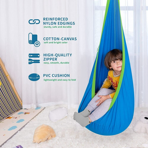 Kids Hammock Swing Chair Blue Easy Install 2