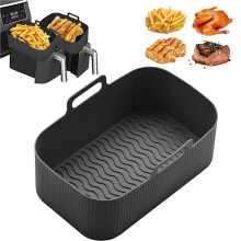 4Pcs Silicone Pot for Air Fryer Foldable Basket Air Fryer Rack with Handles Black