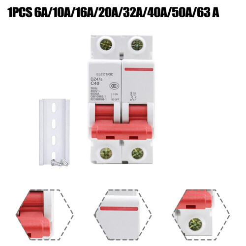 AC miniature circuit breaker 2P DIN rail mount 6A 1