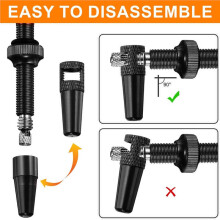 2X Kit de Valves Presta pour VTT, pour Pneus de Route, Gravier, CNC, Sans Chambre à Air, Noyau Amovible, 44 mm
