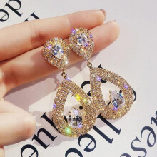 Lovely Woman Water Drop Earrings Silver Gold 1 Pair