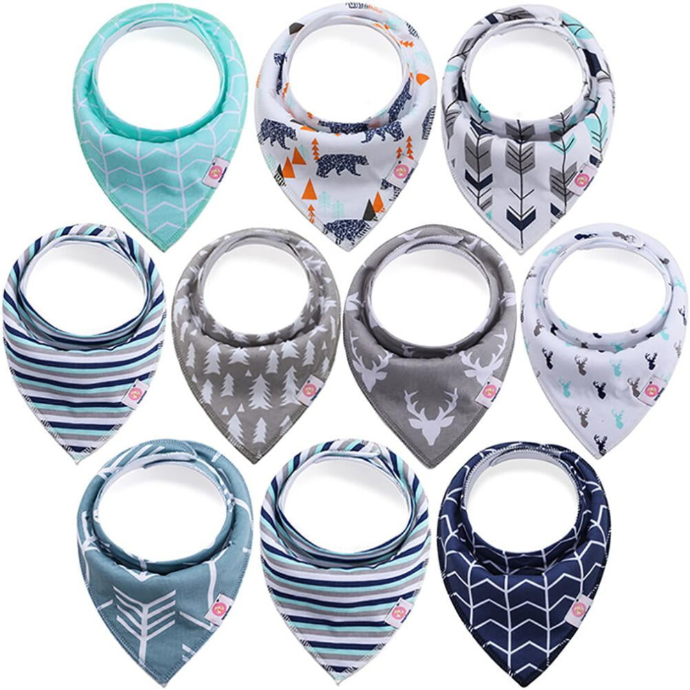 TrueClos baby bandana drool bibs soft cloth 10 pack