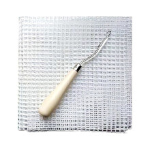 Rug Hooking Mesh Canvas with Wooden Bent Latch Hook Kit
