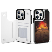 Howl's Moving Castle portemonneehoesje compatibel met iPhone 14 Pro, PU-leren flipcover met kaarthouder, standaard en magnetische sluiting.