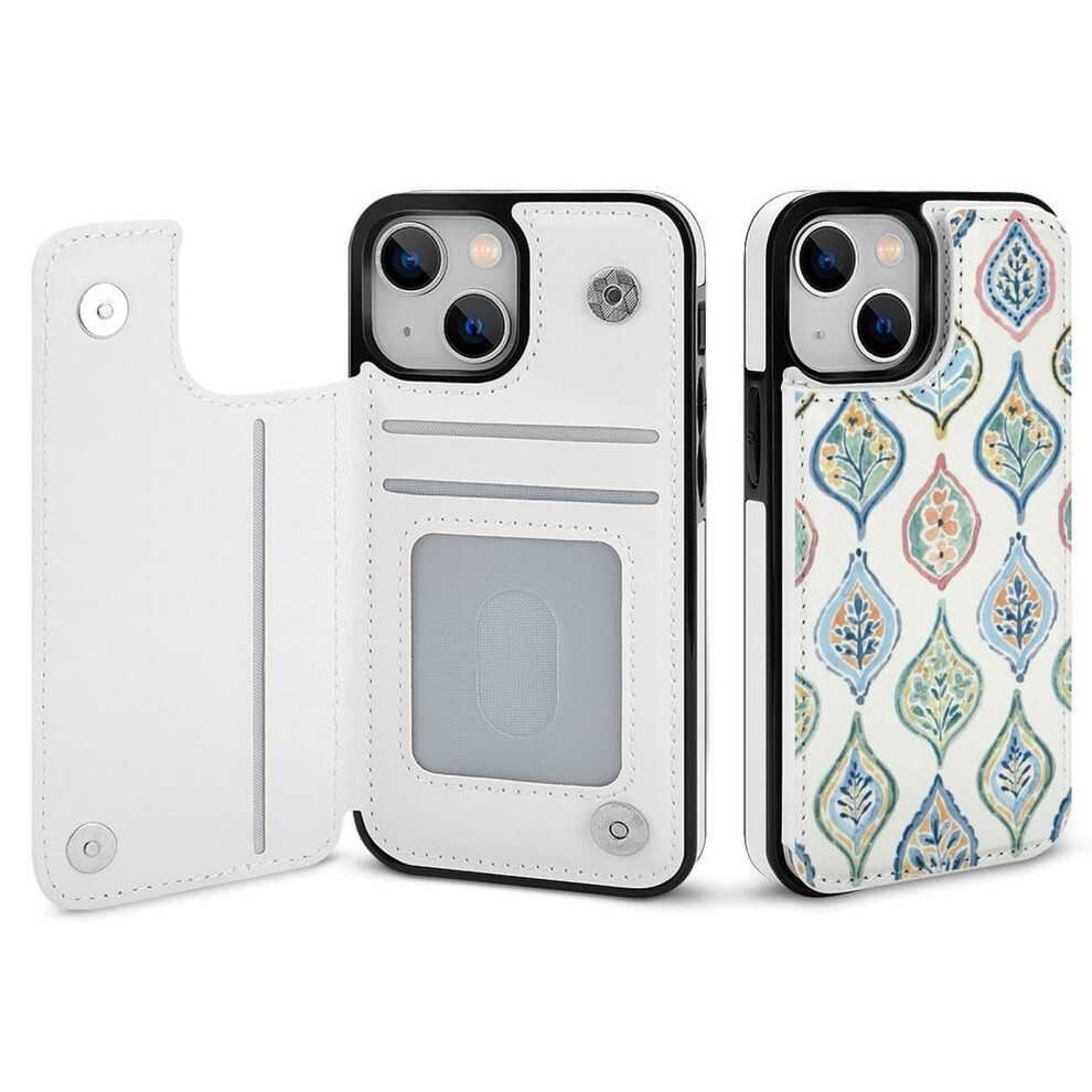 Bohemian Pu Leather Wallet Case For Iphone 14 With Card 9370362146069
