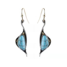 Turquoise Drop Earrings Bohemian Style 1 Pair