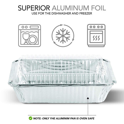 Disposable Takeout Pans with Lids 2 lb Oblong 50 Pack 2