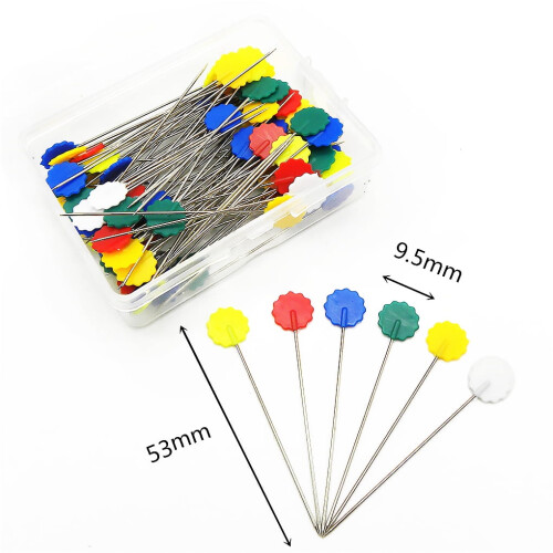 Plastic Flat Head Quilting Pins Mixed Colors 100 pcs 1