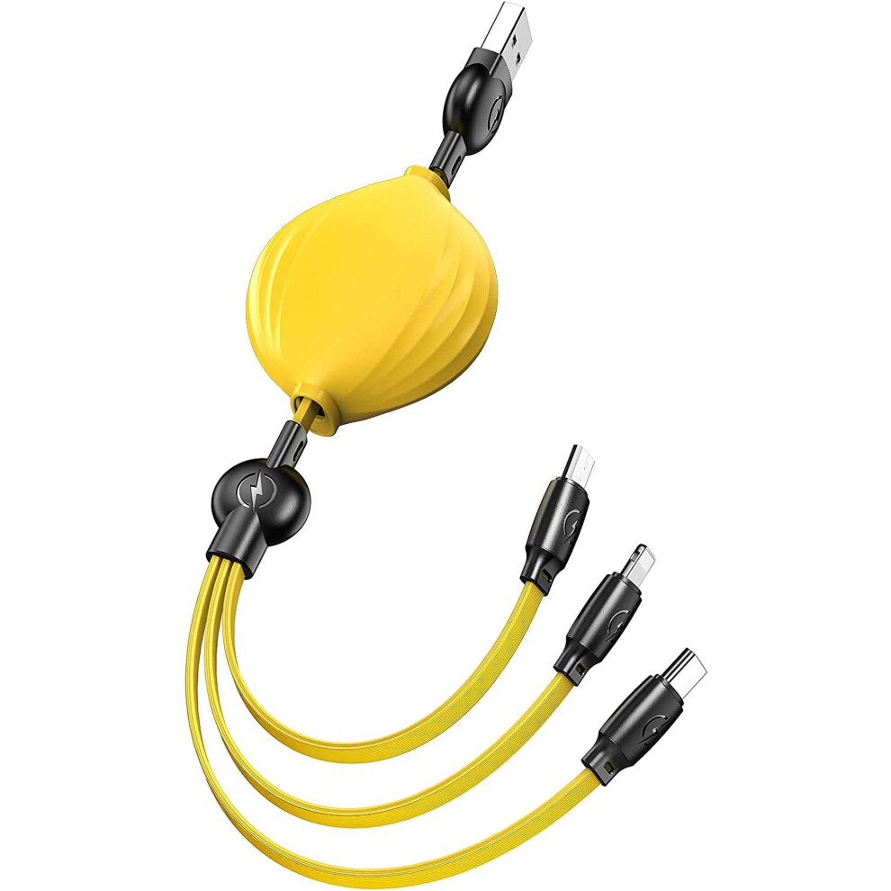 Usb Retractable Charging Cable 3-In-1 Type C Micro Usb 9370362151582