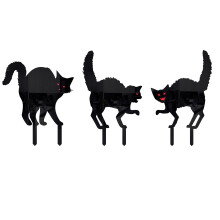 Halloween Cat Decor Silhouette Yard Sign with Stake Black 1
