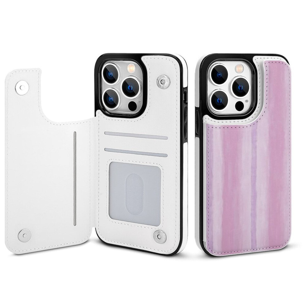 Iphone 14 Pro Striped Pu Leather Wallet Case With Card 9370362146113
