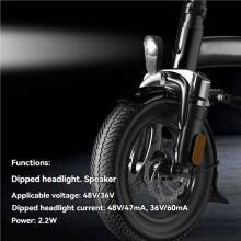 3X Faro Delantero para Bicicleta Eléctrica de 36 V y 48 V, Luz Delantera para Bicicleta Eléctrica, Accesorios para Ciclismo Nocturno Al Aire Libre