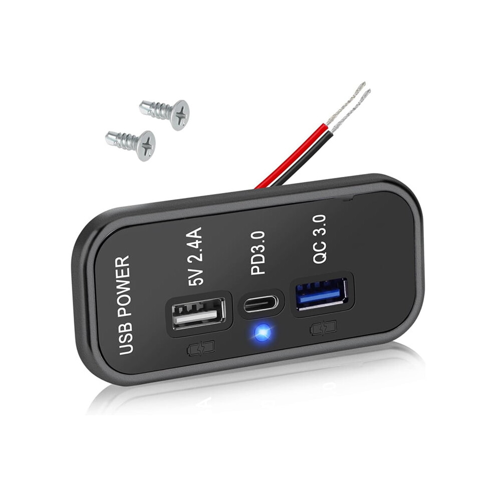 12V Usb Outlet Charger With 3 Ports And Pd3.0 Type-C 9370362146564