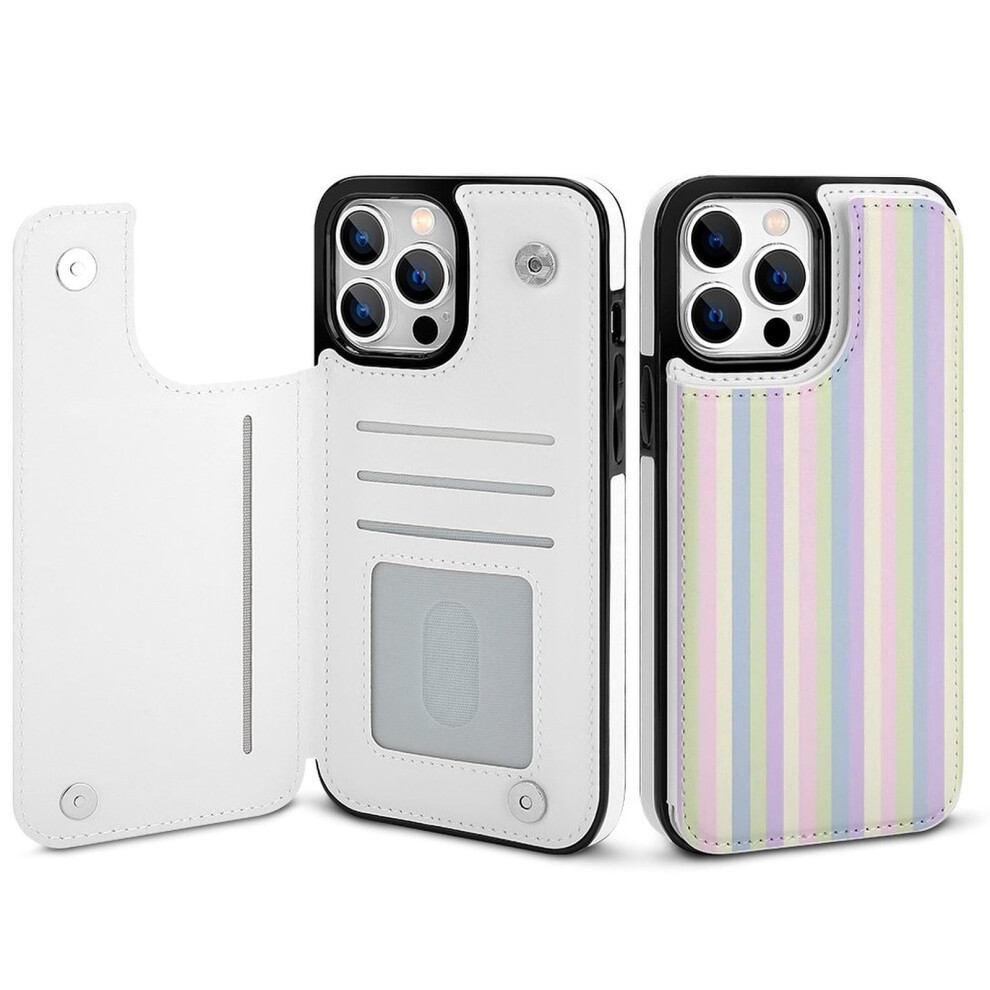 Iphone 14 Pro Max Striped Pu Leather Wallet Case With Stand 9370362145901