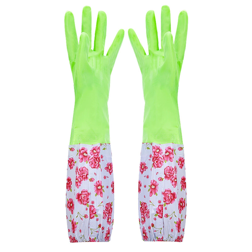 Rubber Latex Dishwashing Gloves with Flock Lining 1 Pair