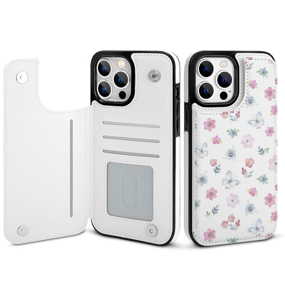 Floral Wallet Case For Iphone 14 Pro Max Pu Leather Flip 9370362161666