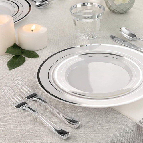 Plastic silver forks glossy heavy-duty 75-pack 2