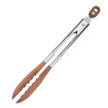 (9 inch) Tongs for Cooking, 2024 New Stainless Steel Walnut Wood BBQ Grill Tongs