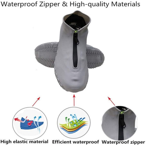 Waterproof Reusable Rain Shoe Covers with Zipper 1 Pair 2