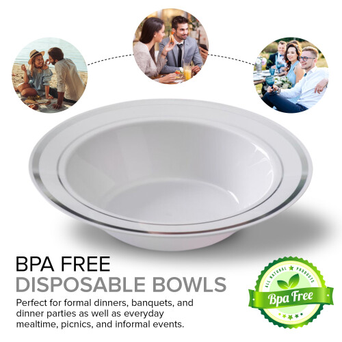 Disposable Plastic Dinner Bowls 12 oz 50 Pack 2