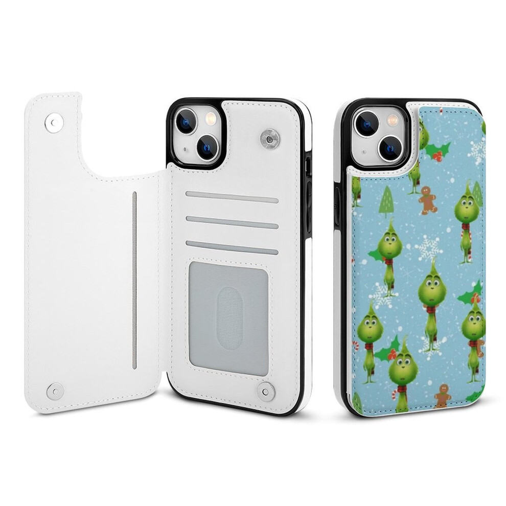 Grinch Iphone 14 Plus Wallet Case Pu Leather Flip With Card 9370362172259