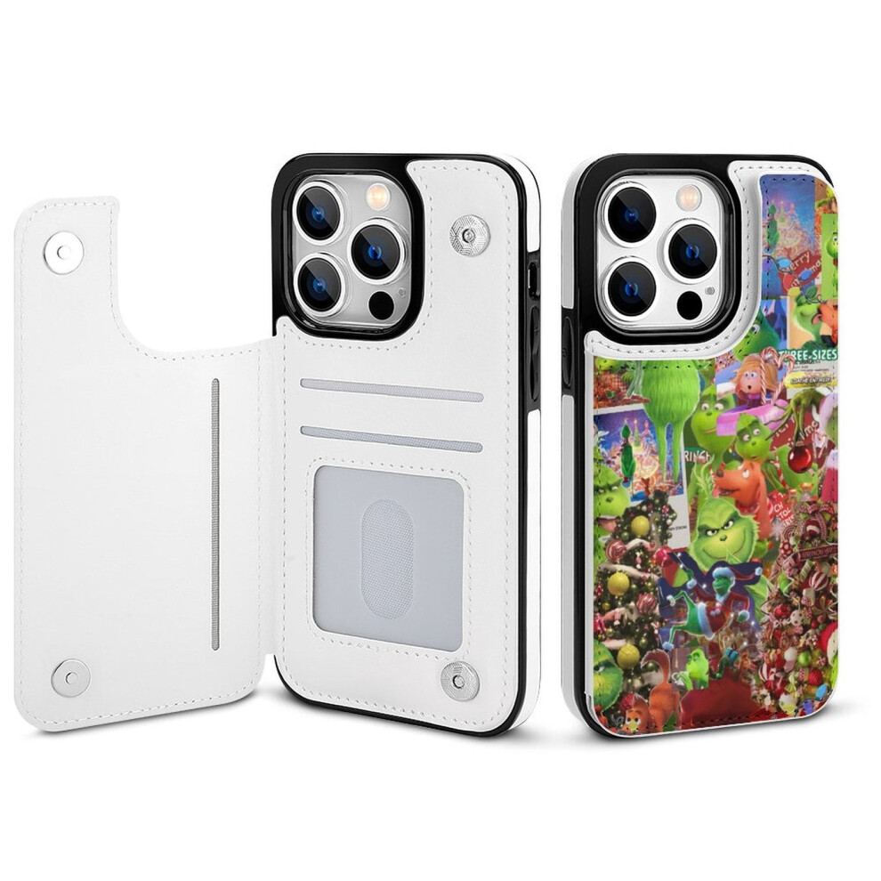 Grinch Iphone 14 Pro Wallet Case Pu Leather Flip Folio 9370362172402