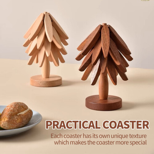 Wooden Trivets Set Walnut 5pcs 7.87 inch 1