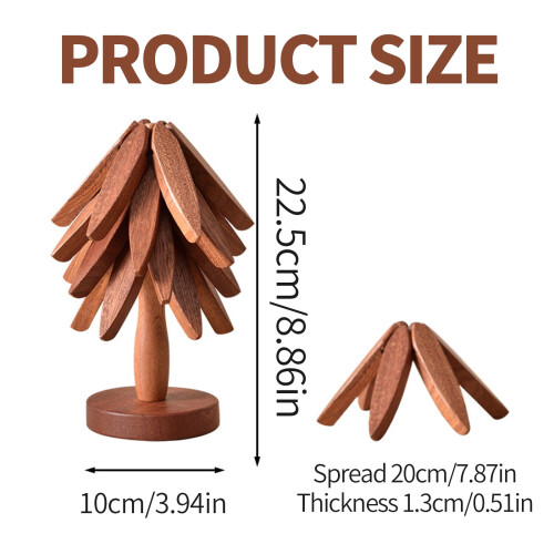 Wooden Trivets Set Walnut 5pcs 7.87 inch 2