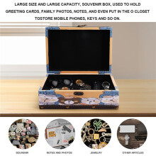 Wood and Leather Treasure Chest Womens Jewelry Keepsake Storage Box for Birthday Wedding with Cute Bear Pattern