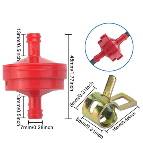 Red Inline Fuel Filter for Lawn Mower with 20 pcs 1/4 in 2