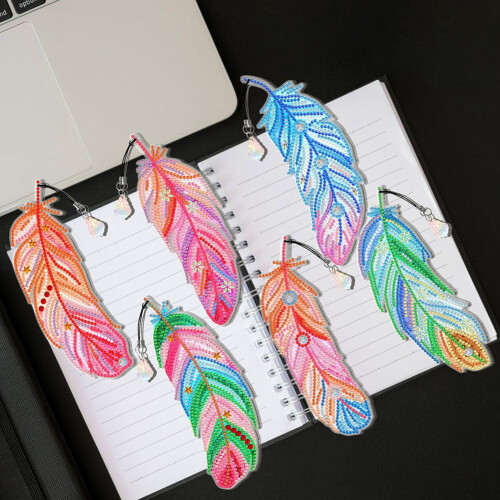 Feather Bookmark Diamond Painting Kit 6 Pieces 1