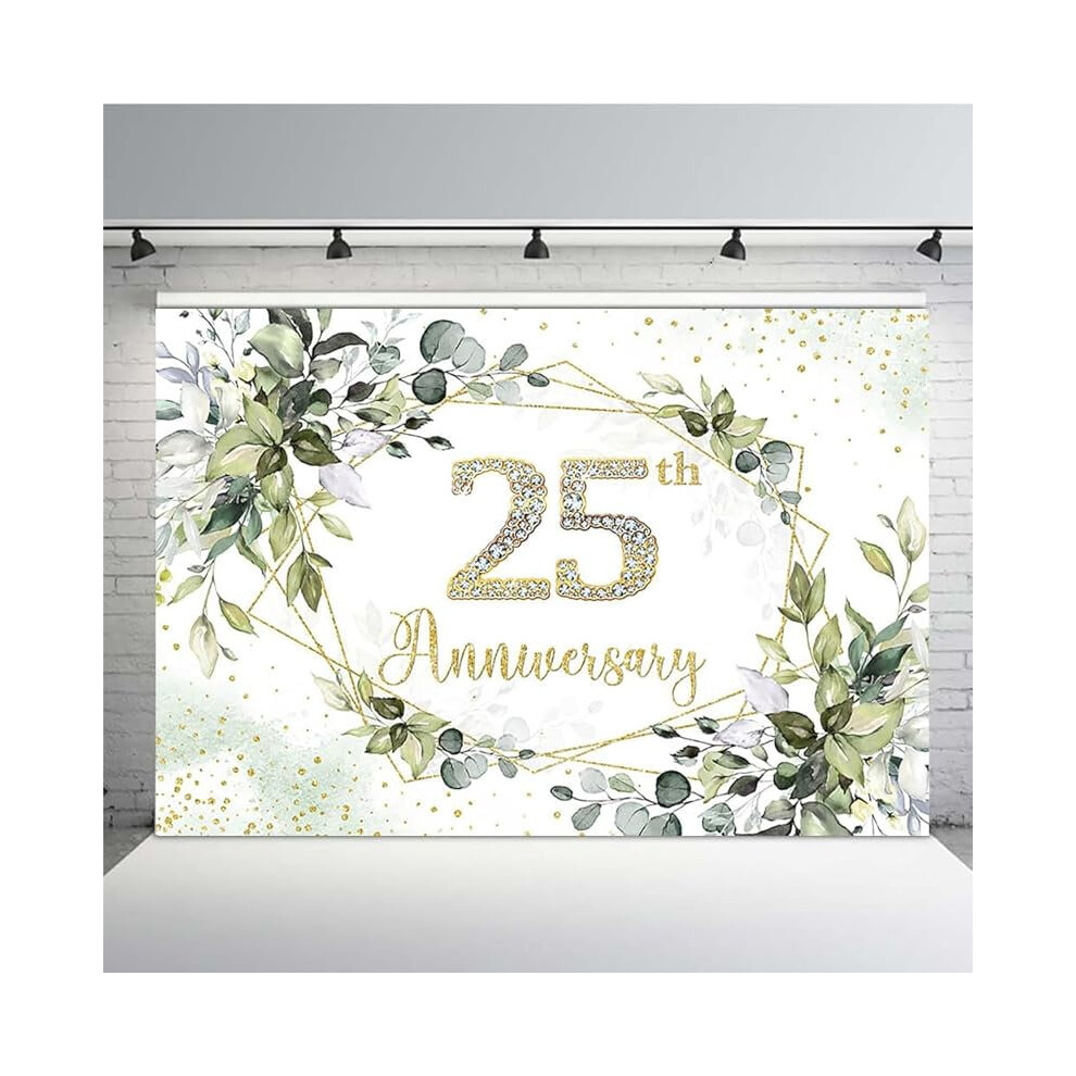 Boho Anniversary Backdrop 7X5 Ft Leaves Green 946140718491