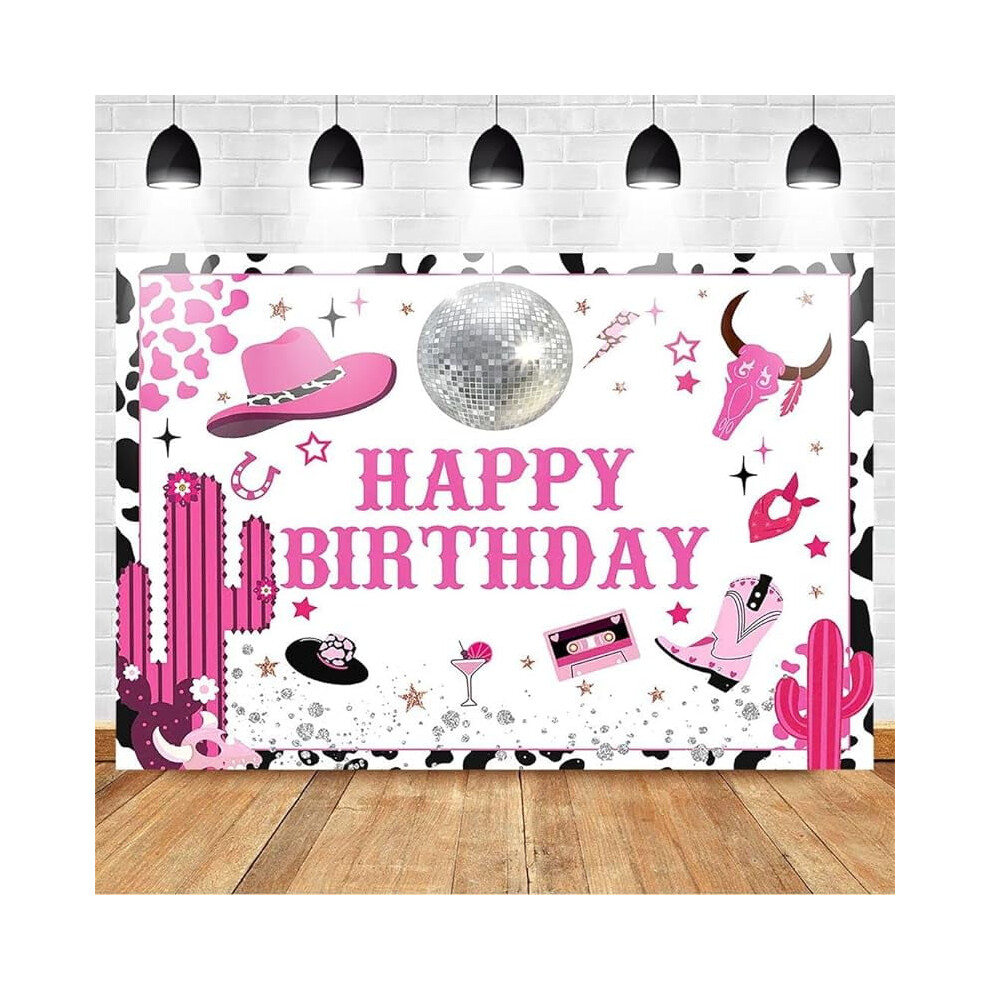 Cowgirl Birthday Backdrop Hot 7X5 Ft Pink 946140717944