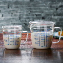 Limei borosilicate glass measuring cup with lid and V-spout