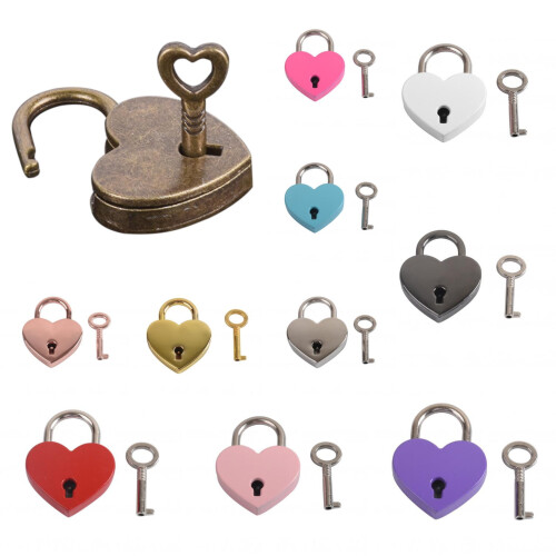 Metal Heart-Shaped Drawer Lock Red 1pc
