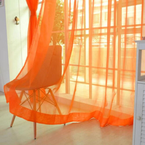 Sheer curtain panel orange 2 pcs 1