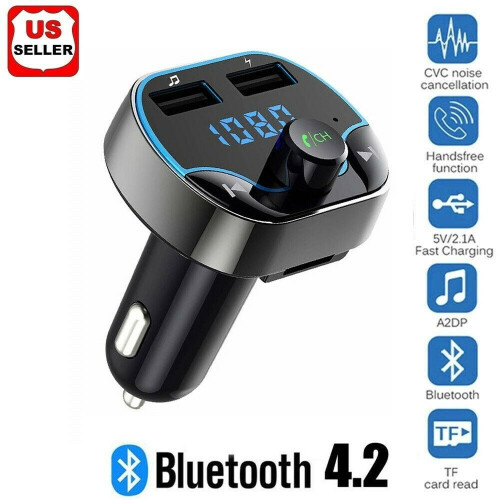 Bluetooth 4.2 FM transmitter with USB charger and TF card