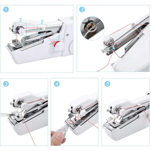 Handheld Electric Sewing Machine Portable White 1