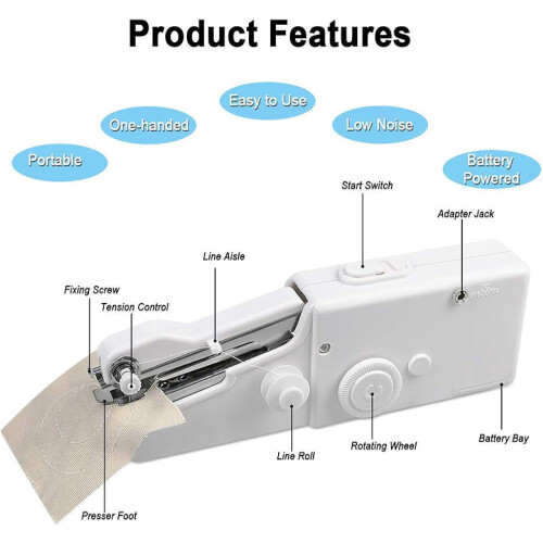 Handheld Electric Sewing Machine Portable White 2