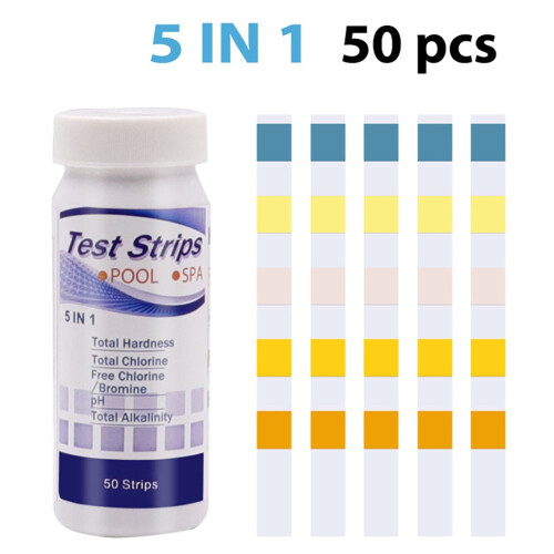 Pool Test Strips pH Chlorine Bromine Alkalinity Hardness 50