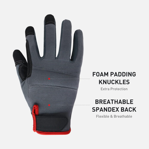 Work Gloves Unisex Utility Mechanic Touchscreen 1 Pair 1