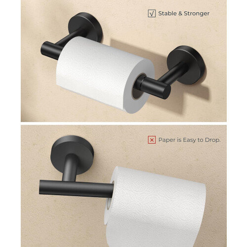 Wall Mount Toilet Paper Holder Matte Black Double Post 2
