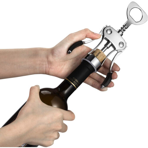 Abridor de vinho em liga de zinco com saca-rolhas e abridor de garrafas. 2