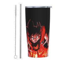 Tegneserie Dragon Ball Z 20oz rustfritt stålkopp, dobbeltvegget vakuumisolert med lokk og sugerør - Reisekopp for varme/kalde drikker - Style8