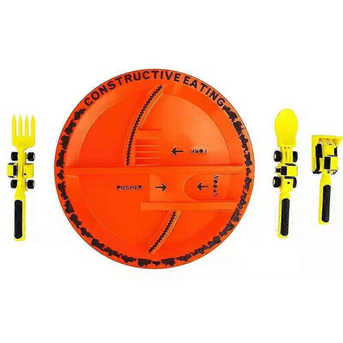(2*Disc fork set) Children's car tableware bulldozer excavator shovel fork children's tableware set