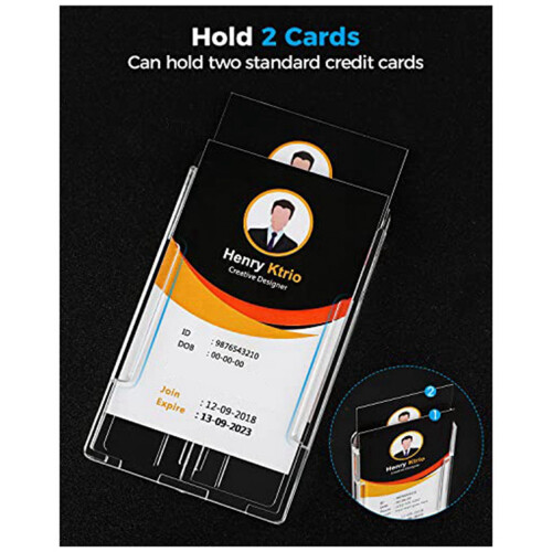 Vertical hard plastic badge holder clear PC 2 pcs 1
